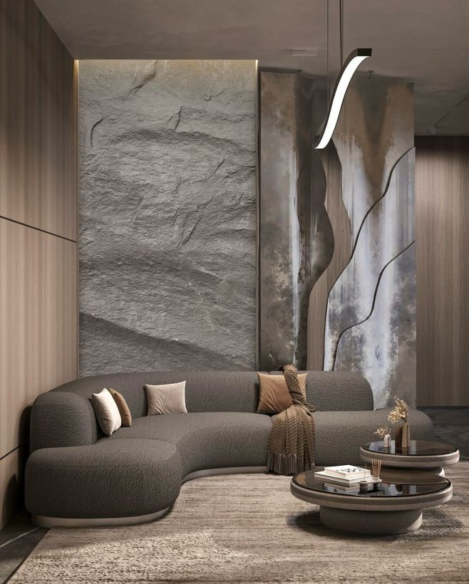 🪨3D skala na stene je dominantou miestnosti, vďaka ktorej pôsobí interiér luxusne, nadčasovo a zároveň prirodzene. Tento...